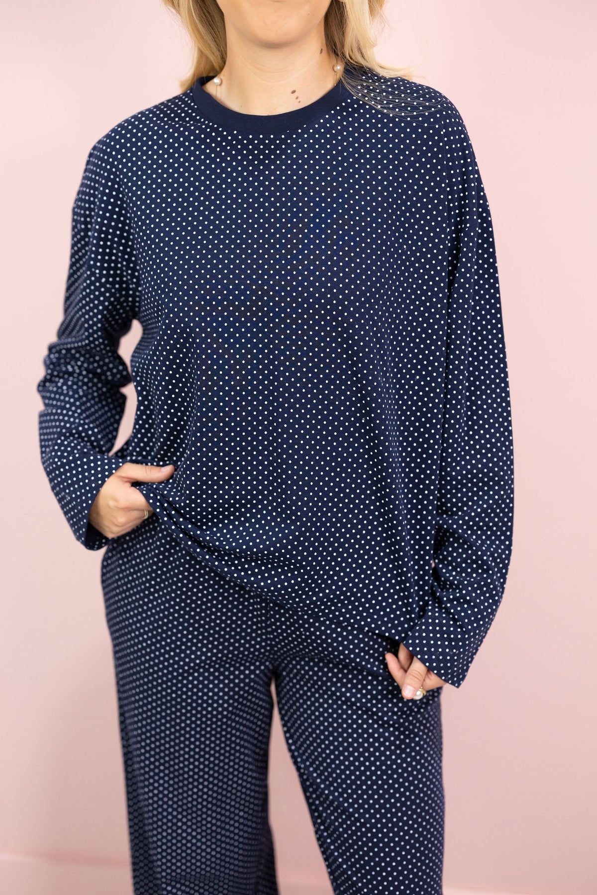 Navy Polka Dot Lounge Top