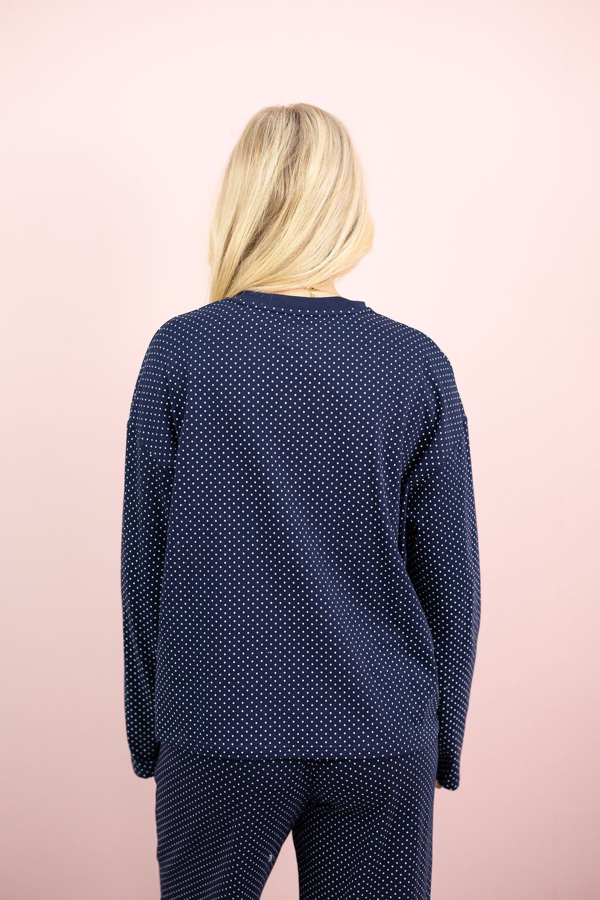 Navy Polka Dot Lounge Top