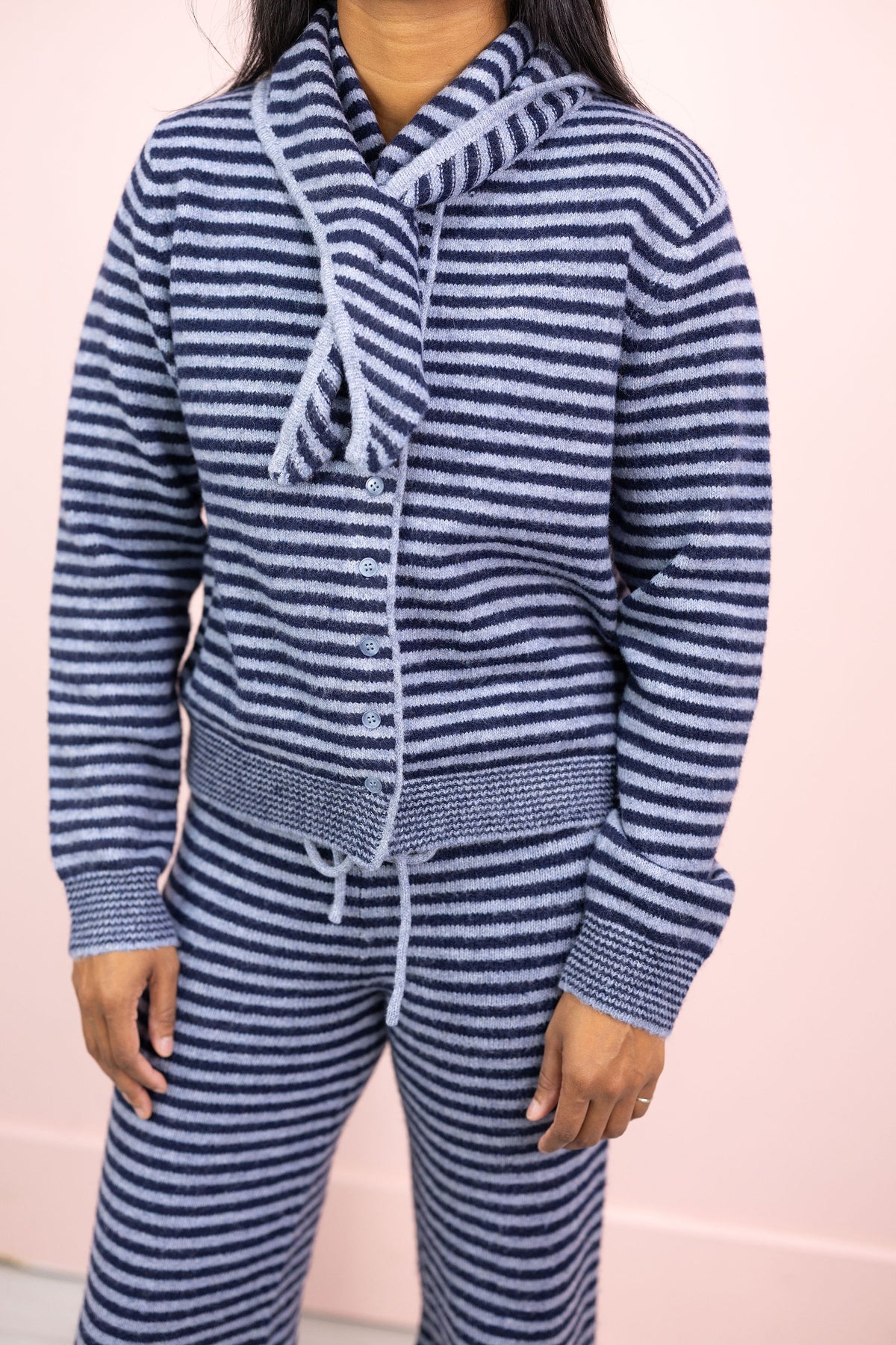 Navy Stripe Sweater Set w/ Tie of 2