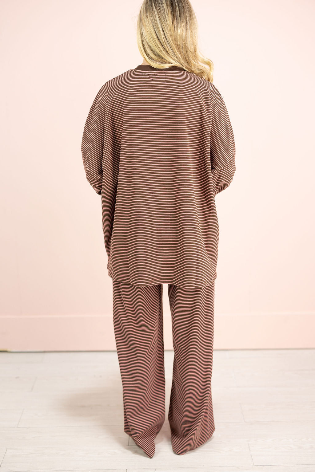 Striped Fleece Pants Brown Pink