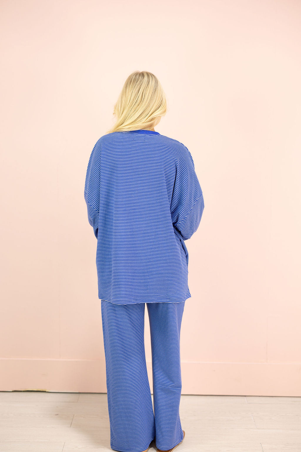 Striped Fleece Oversize Top Royal