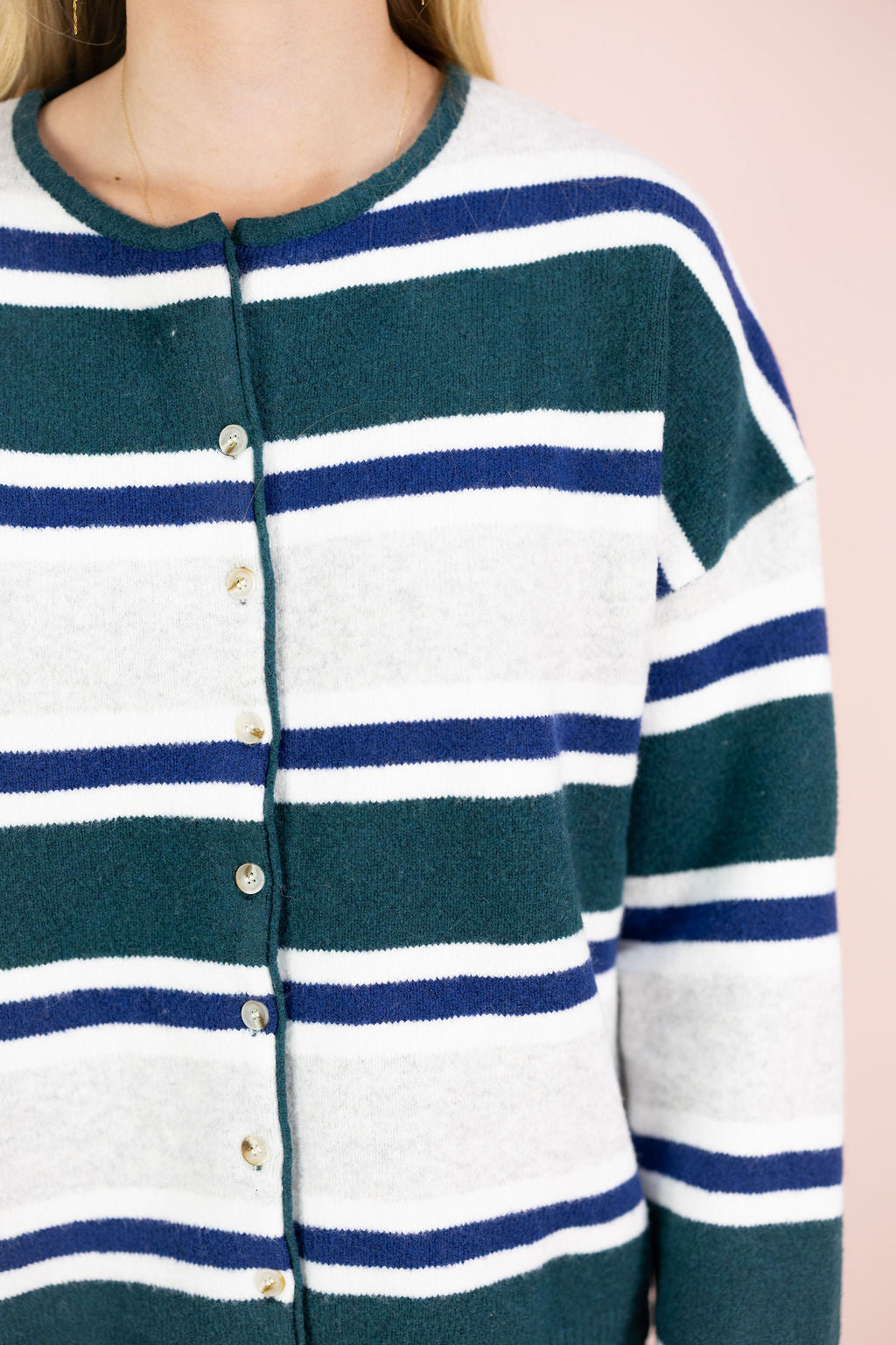 Green Multi Stripe Cardigan