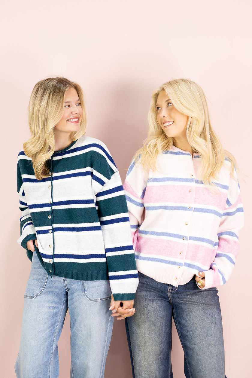 Light Pink Multi Stripe Cardigan
