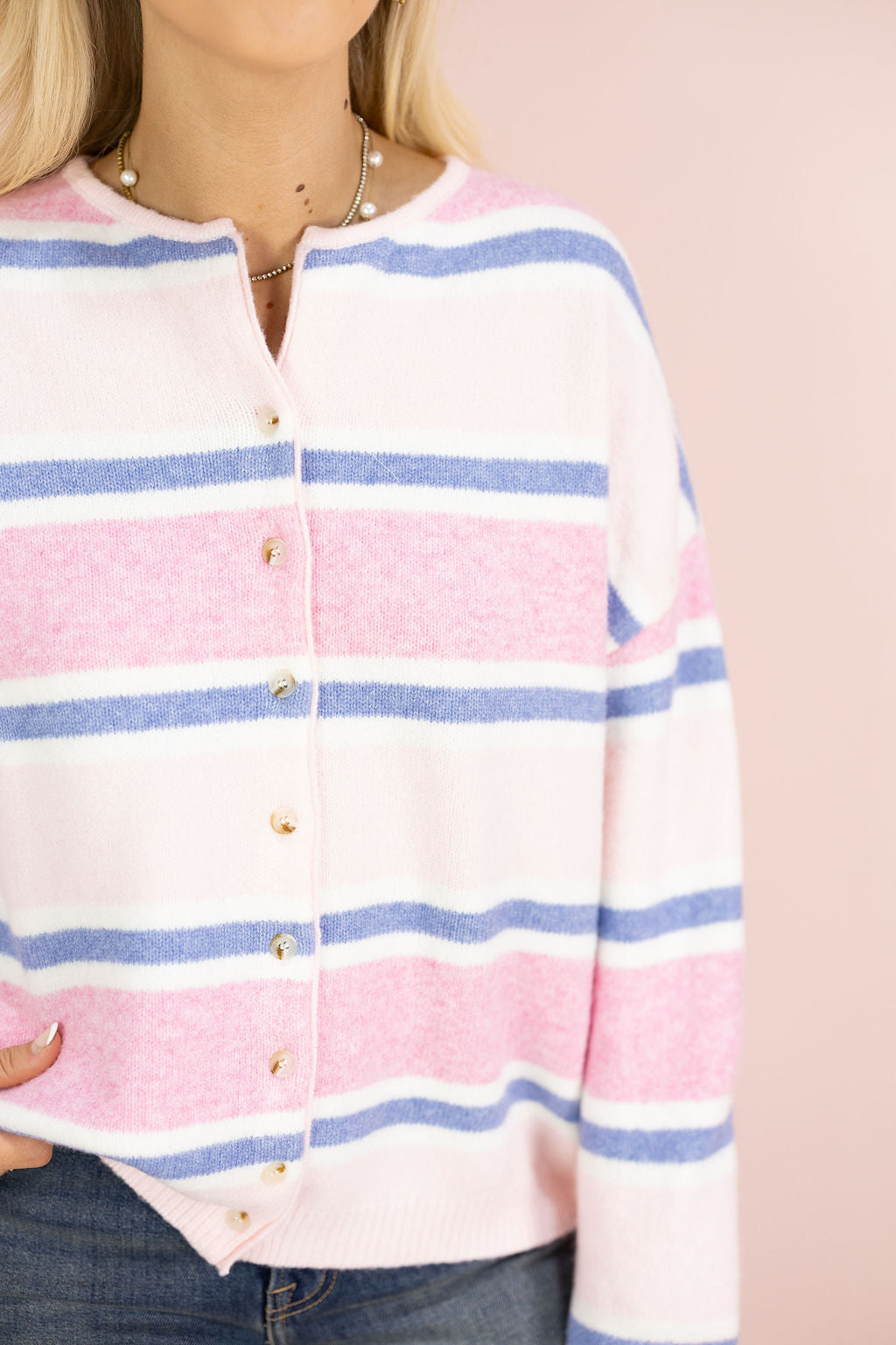 Light Pink Multi Stripe Cardigan