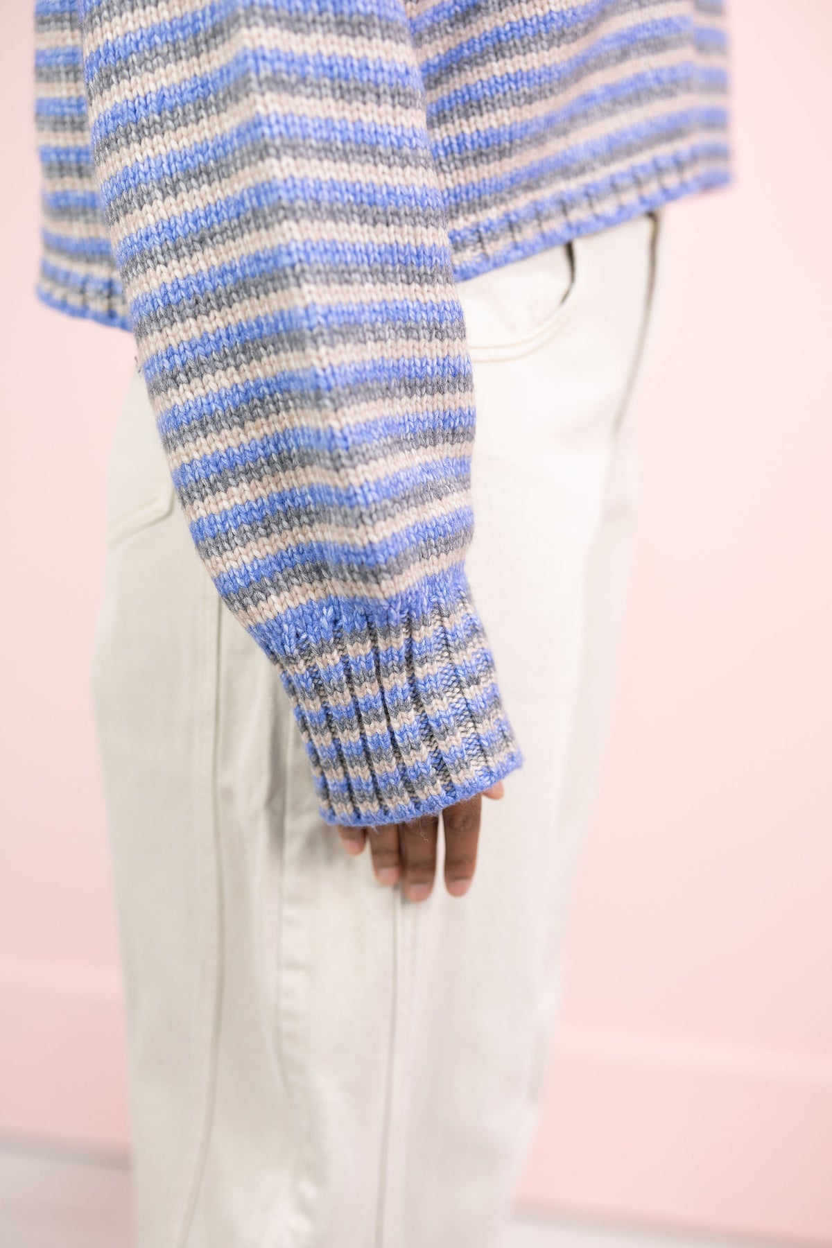 Taupe/Blue Stripes Cardigan