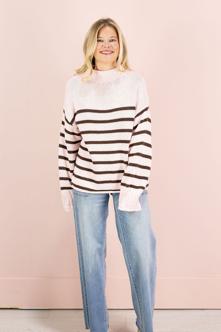 Skylar Stripe Pullover Sweater Pink
