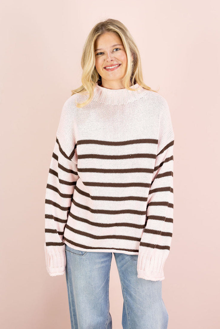 Skylar Stripe Pullover Sweater Pink