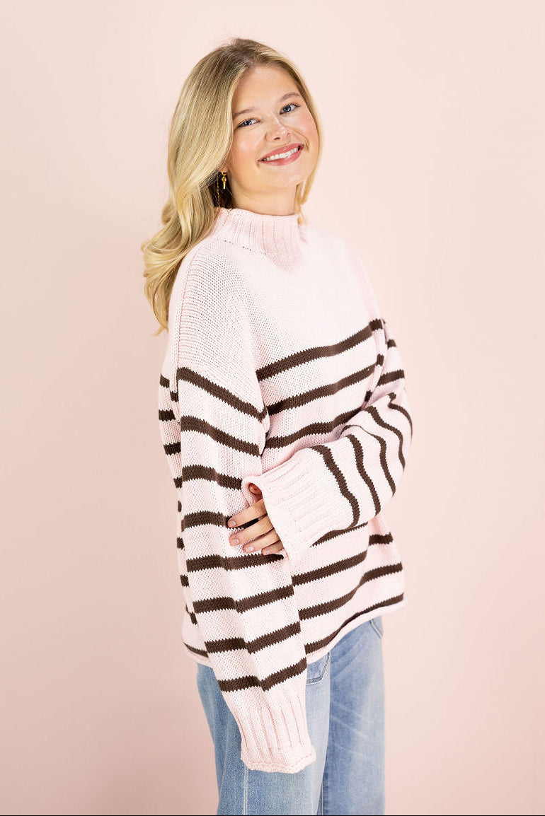 Skylar Stripe Pullover Sweater Pink