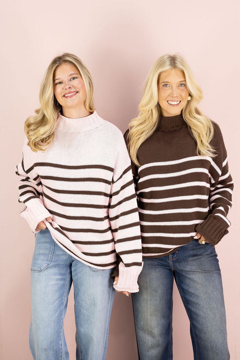 Skylar Stripe Pullover Sweater Pink