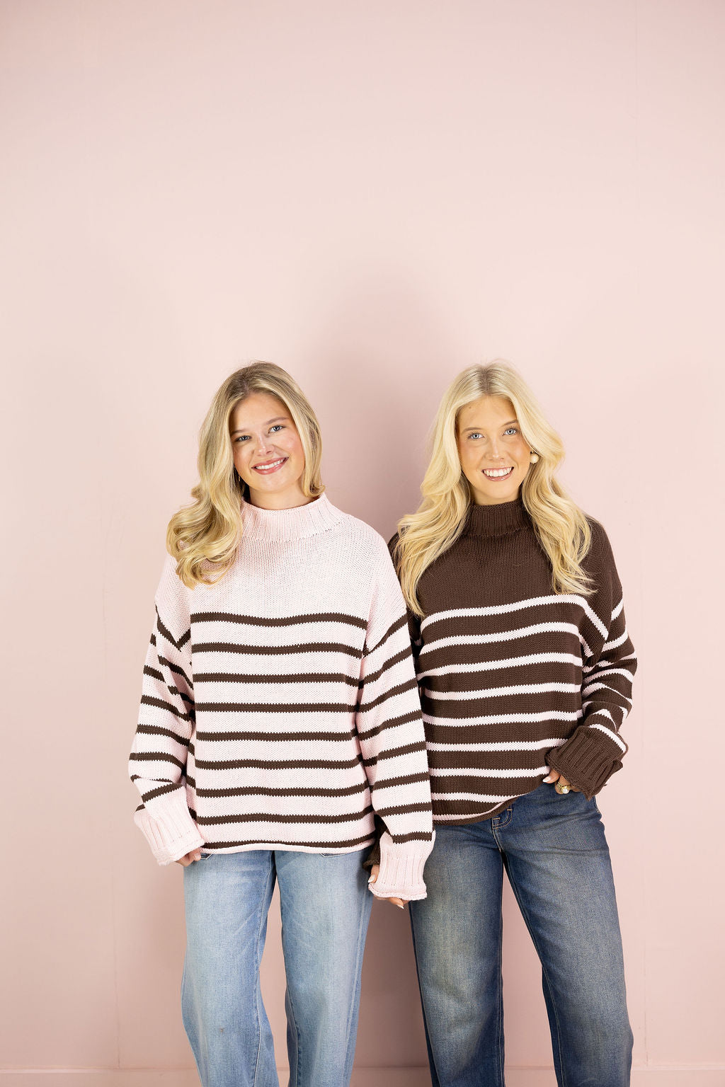 Skylar Stripe Pullover Sweater Pink