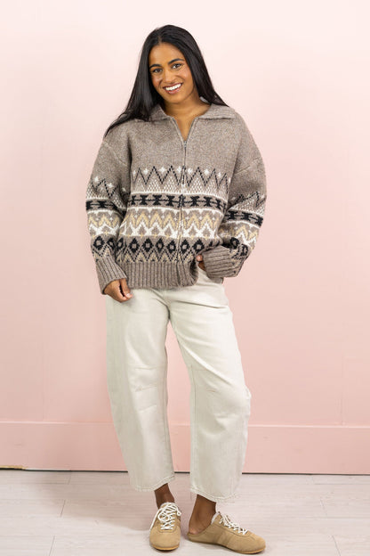 Lana Mocha Zip UP Sweater