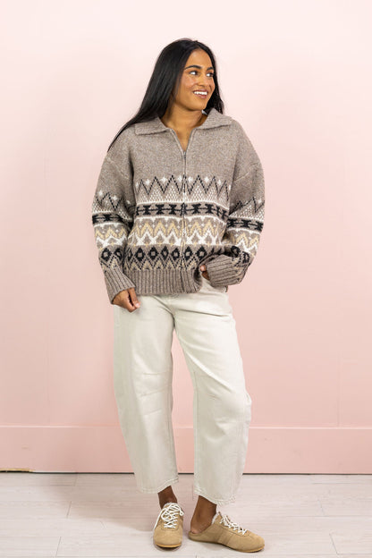 Lana Mocha Zip UP Sweater