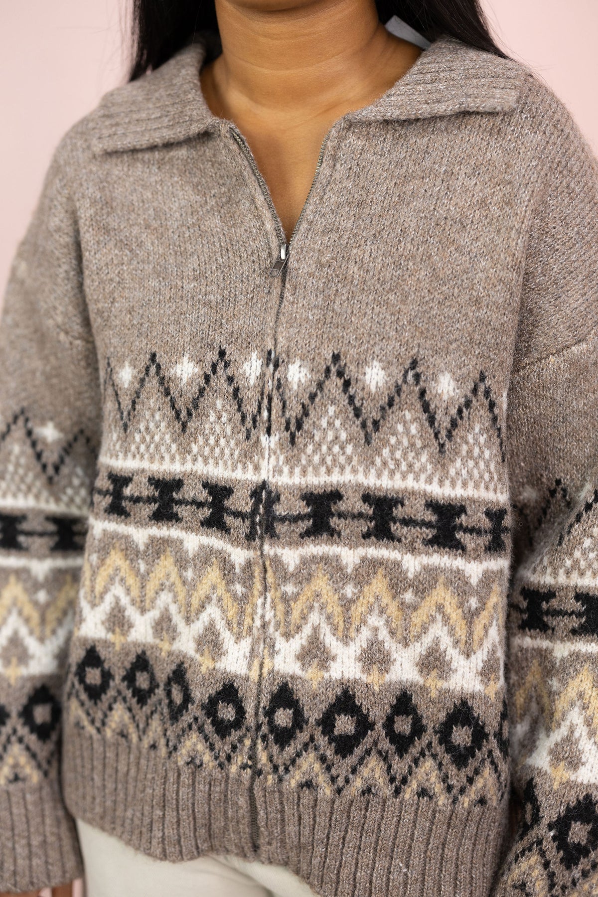 Lana Mocha Zip UP Sweater