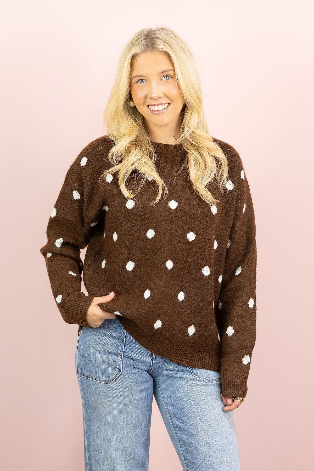 Brown Polka Dot Sweater