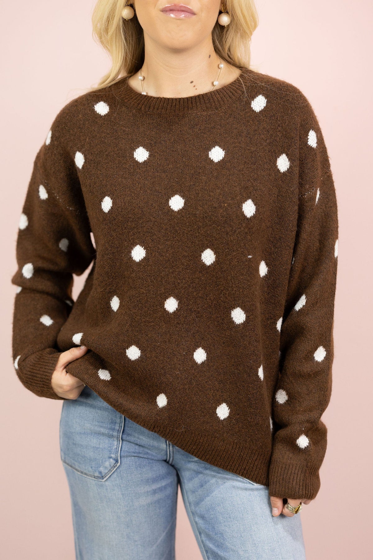 Brown Polka Dot Sweater