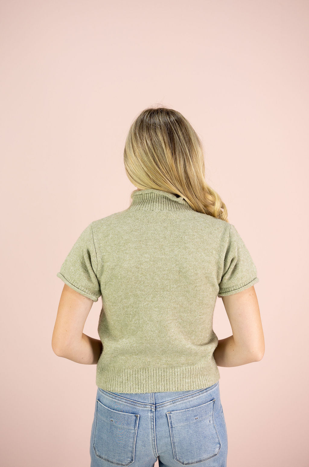 Mock Neck Sweater Top Sage