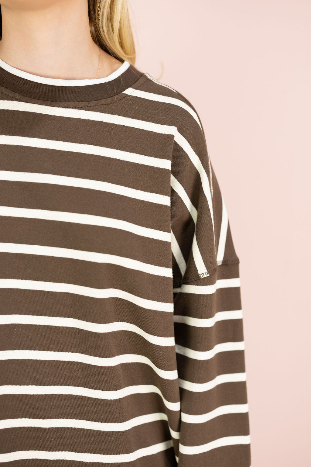 Brown/Ivory Stripe Crewneck