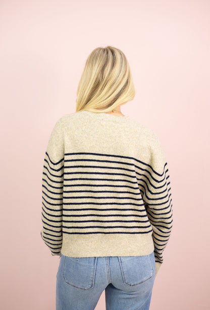 Kayley Stripe Henley Sweater