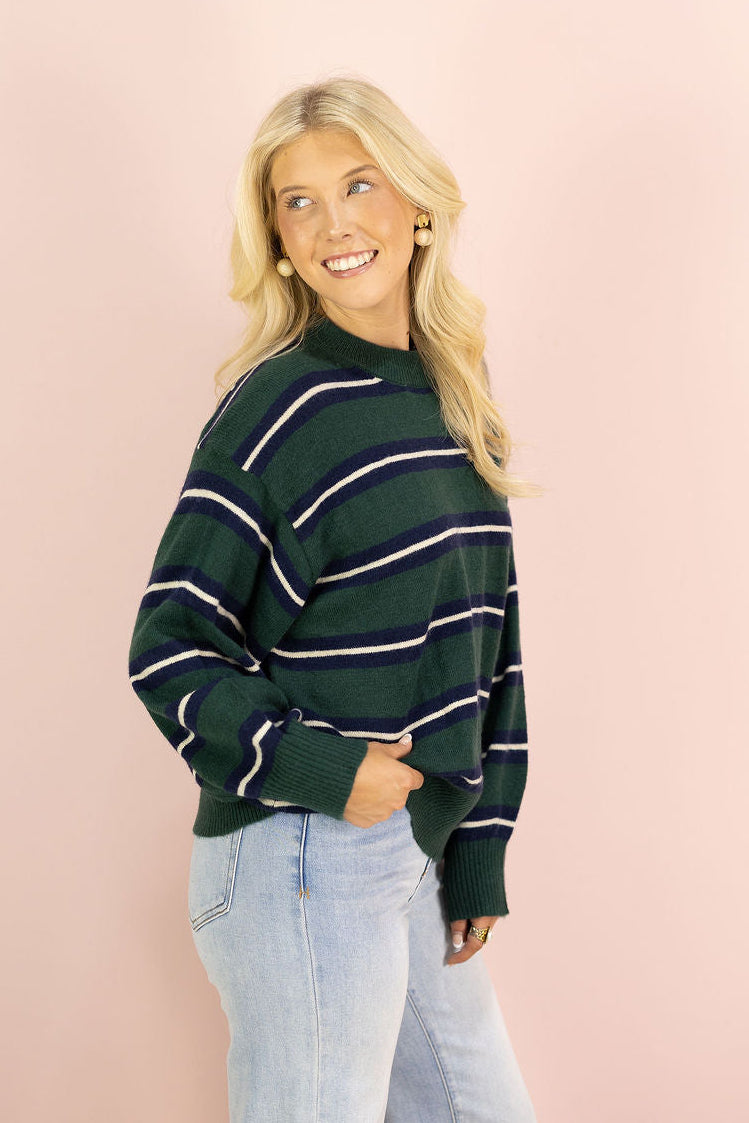 Multi Color Stripe Sweater Green