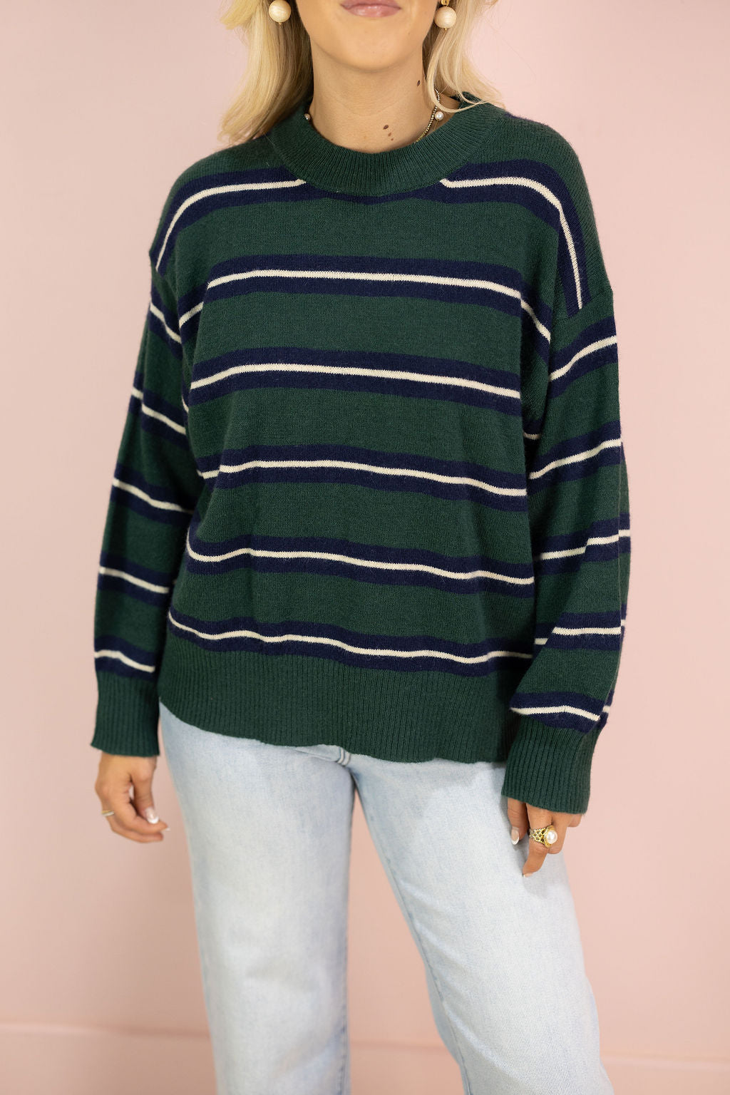Multi Color Stripe Sweater Green