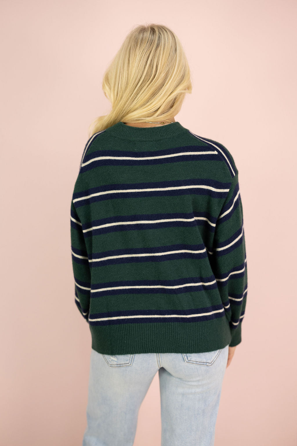 Multi Color Stripe Sweater Green
