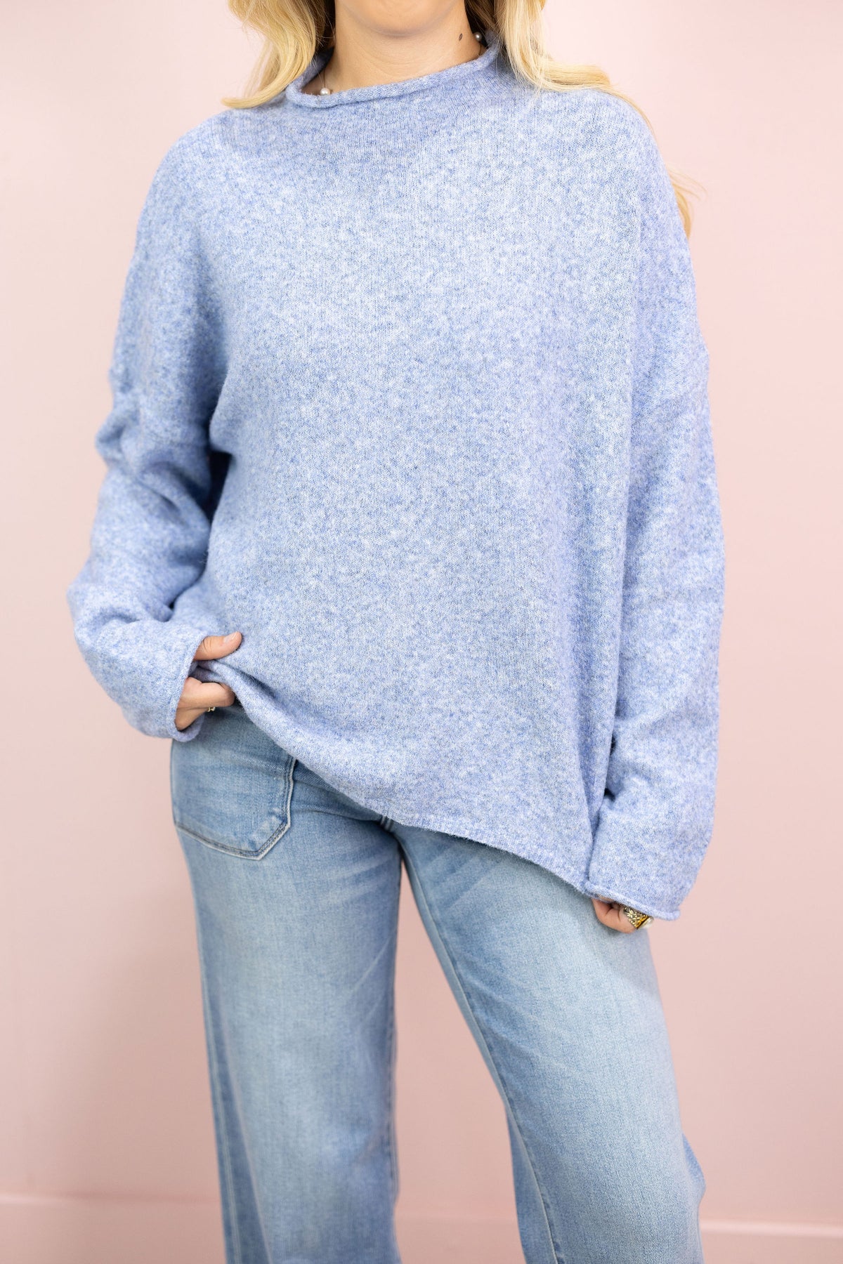 Mock Neck Sweater Dusty Blue