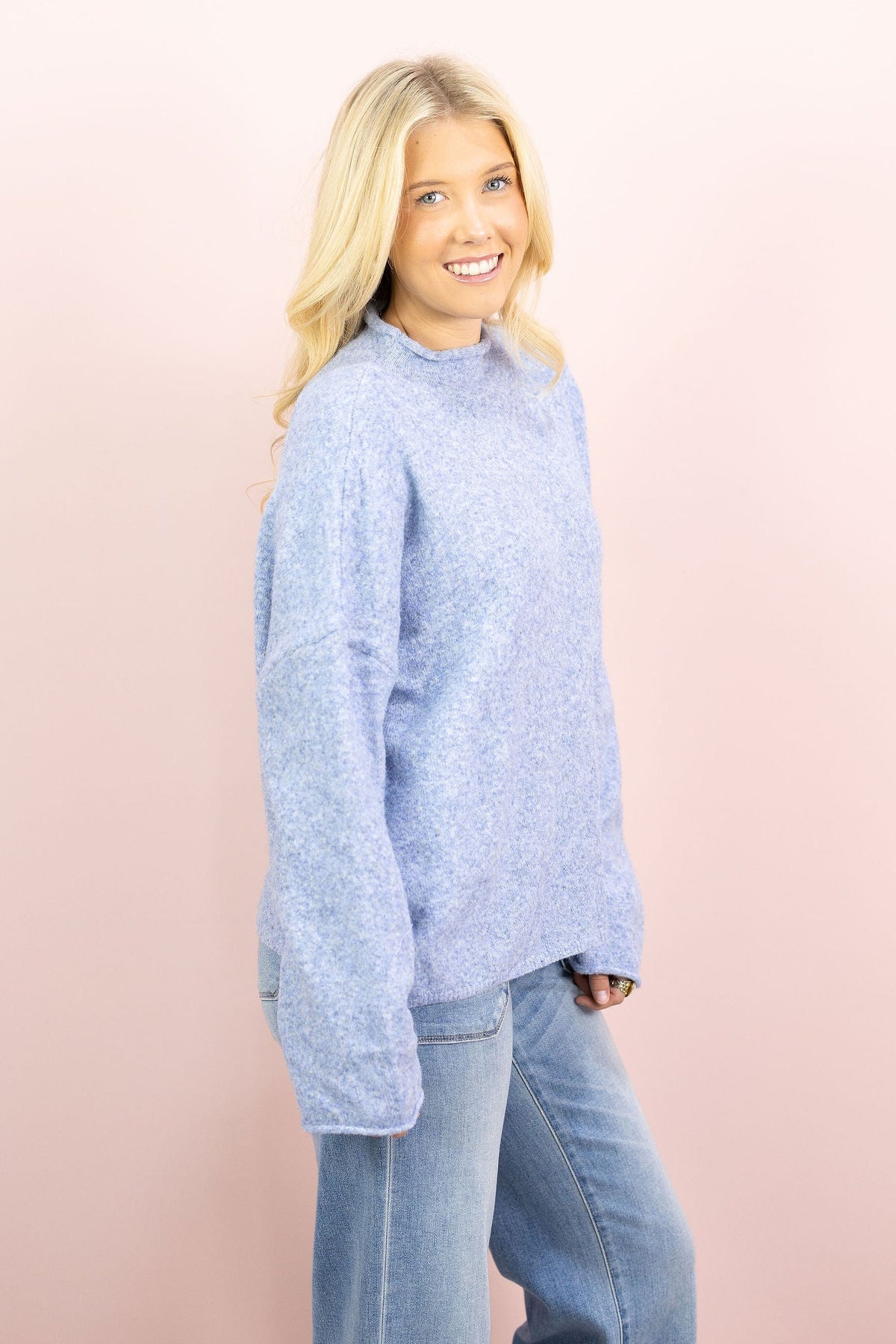 Mock Neck Sweater Dusty Blue