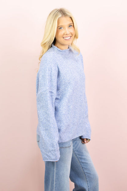 Mock Neck Sweater Dusty Blue