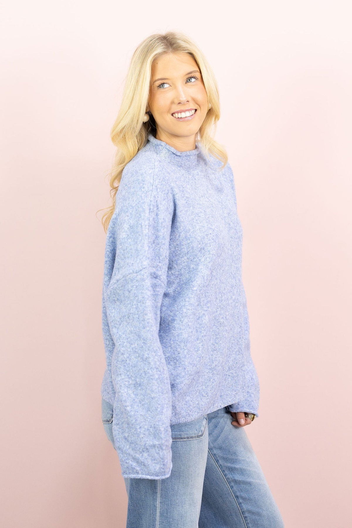 Mock Neck Sweater Dusty Blue