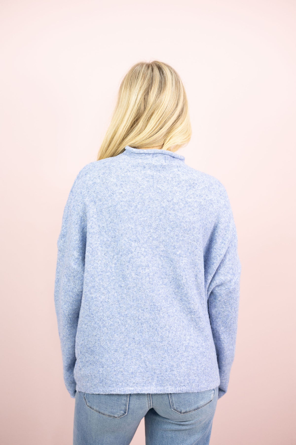 Mock Neck Sweater Dusty Blue