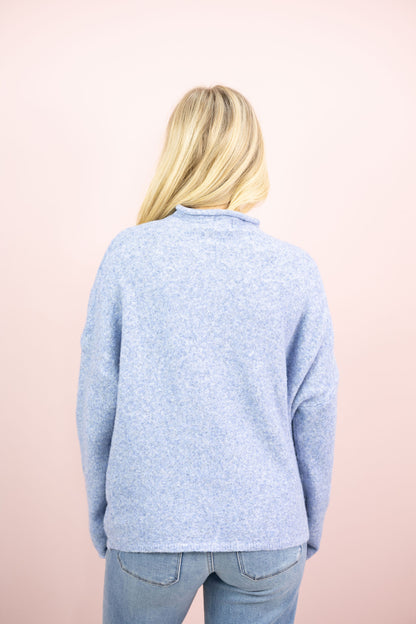 Mock Neck Sweater Dusty Blue