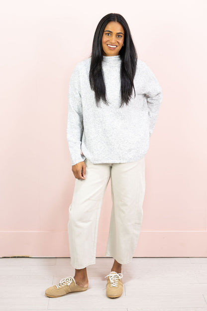 Mock Neck Sweater Heather Grey
