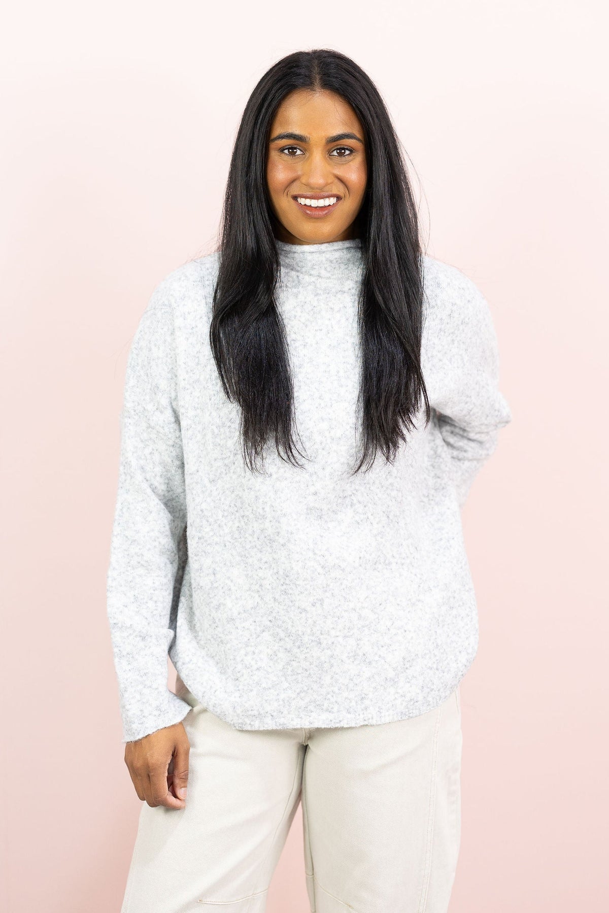 Mock Neck Sweater Heather Grey