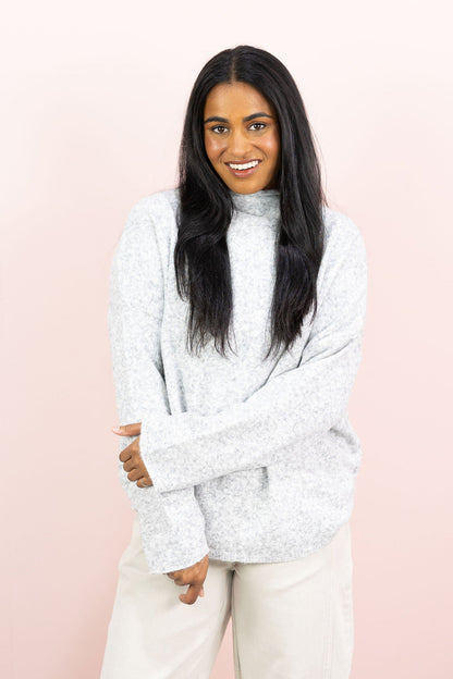 Mock Neck Sweater Heather Grey