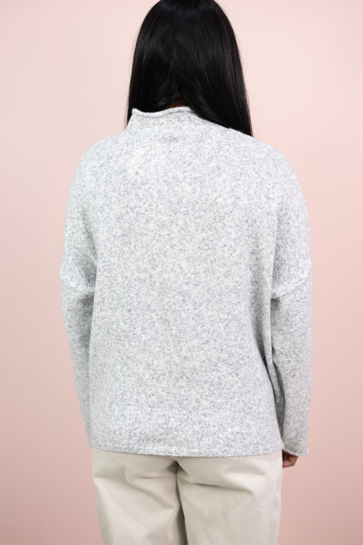 Mock Neck Sweater Heather Grey