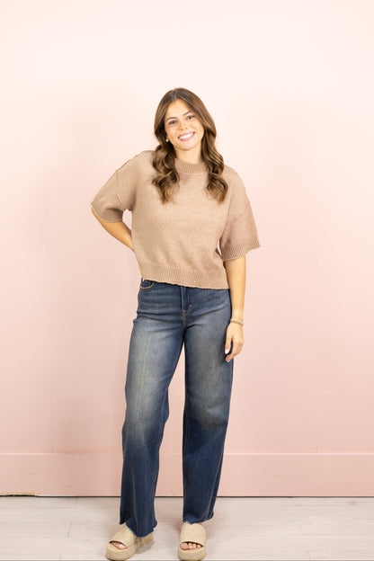 Mock Neck Sweater Top Mocha
