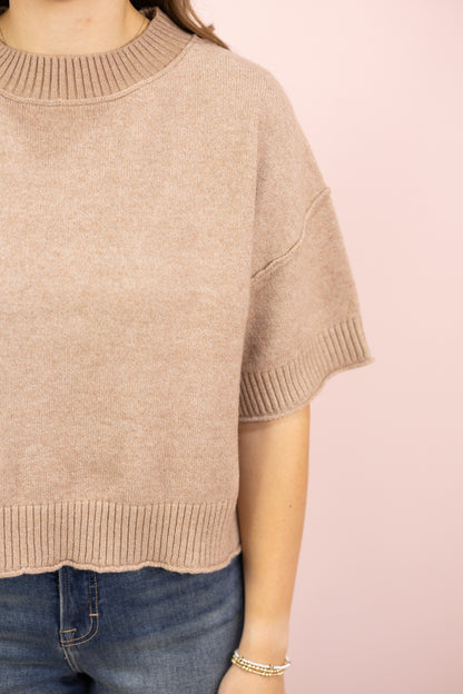 Mock Neck Sweater Top Mocha
