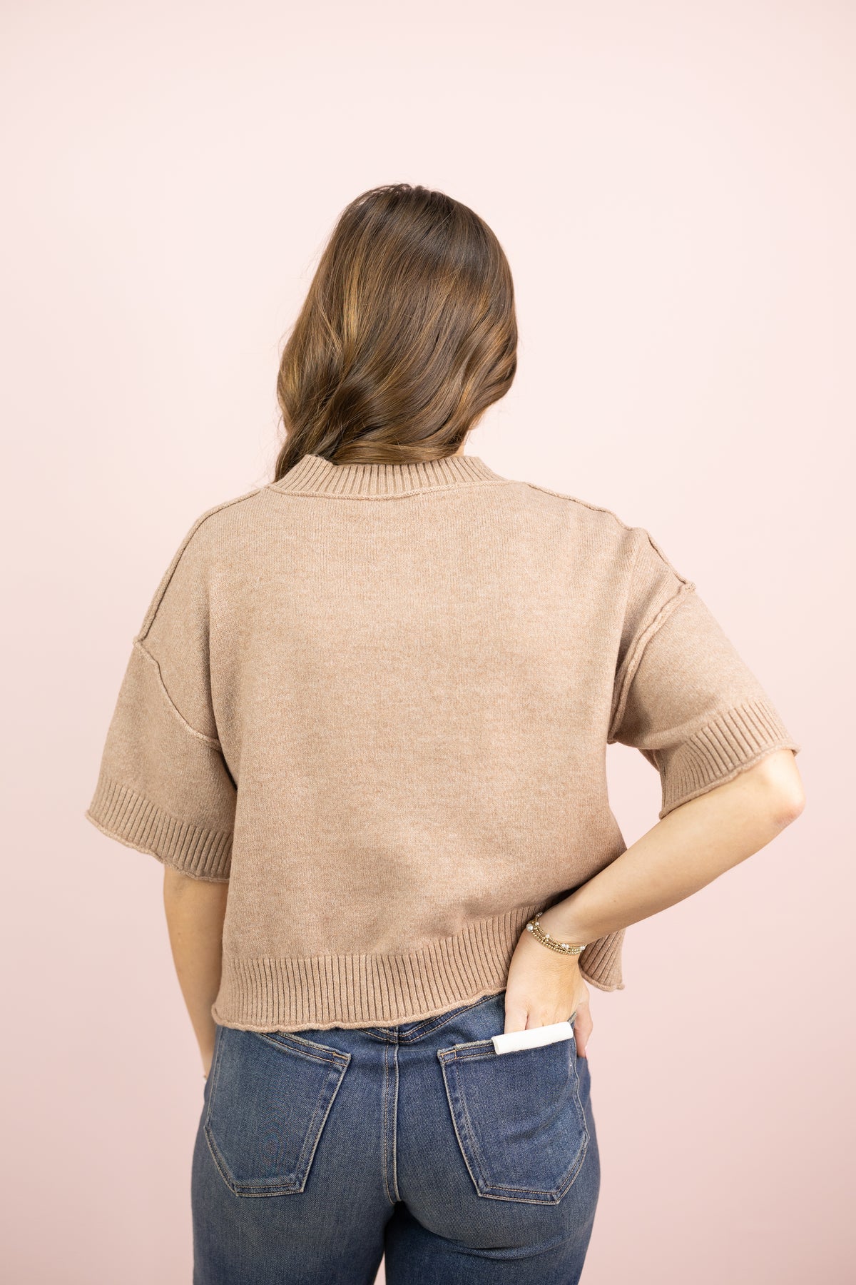 Mock Neck Sweater Top Mocha