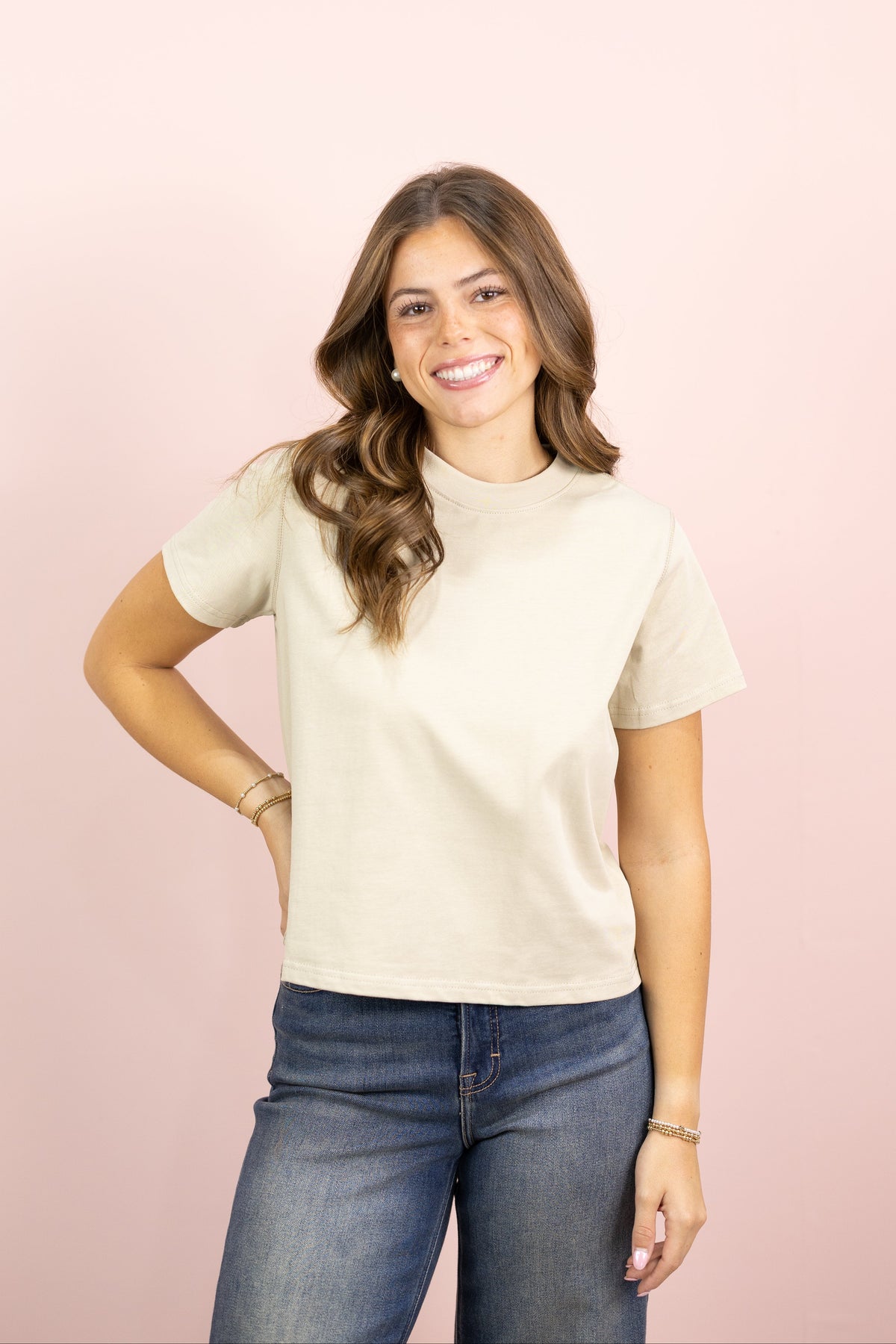 Lanie Basic Top Taupe