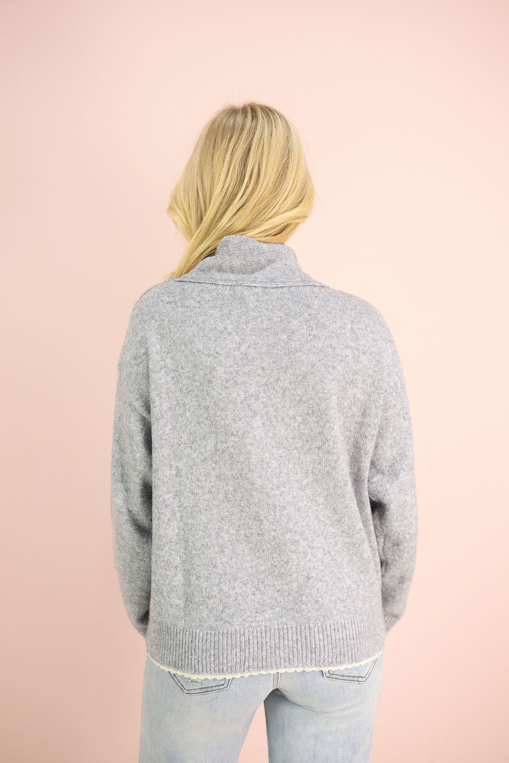 Crochet Hem Sweater w/ Scarf