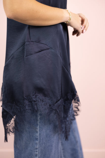 Ella Asymmetrical Lace Cami Navy