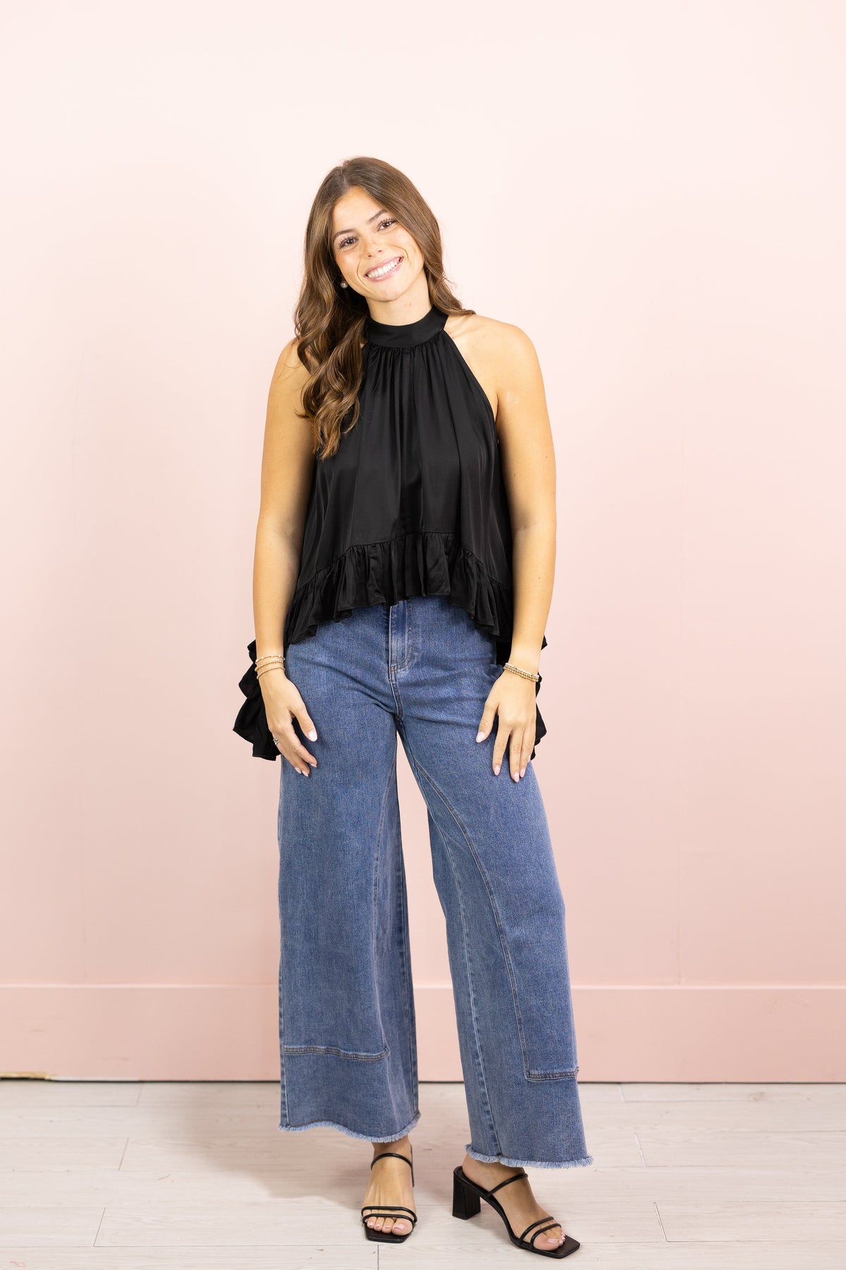 Satin Halter Top Black
