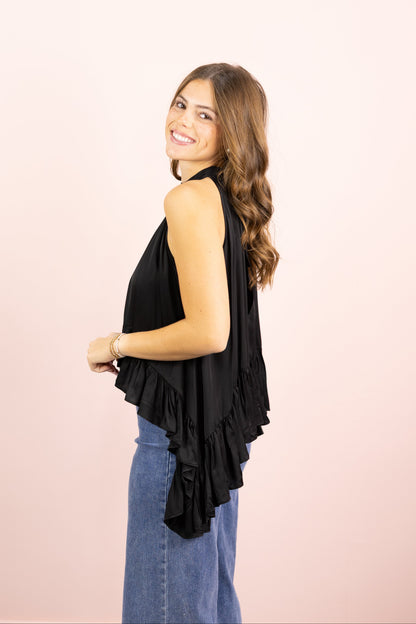Satin Halter Top Black