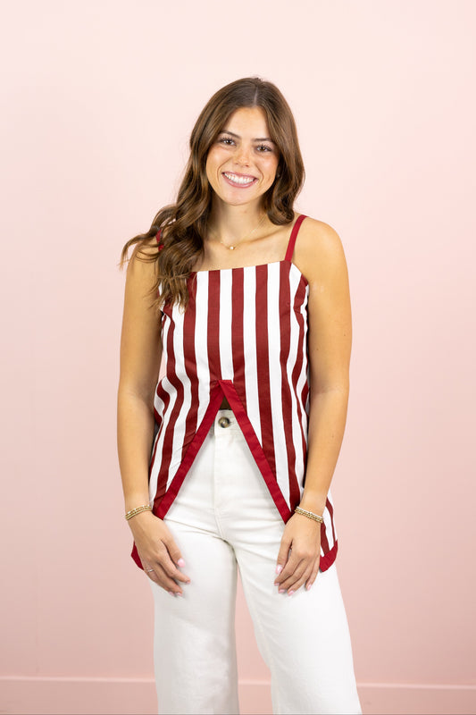 Game Day Stripe Top w/ Split Hem
