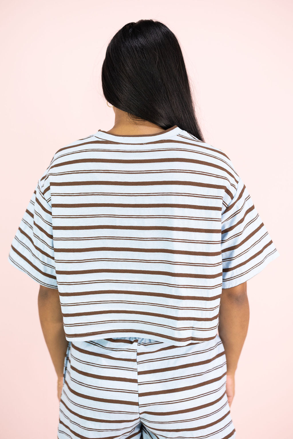 Blue/Brown Striped Top & Shorts Set of 2