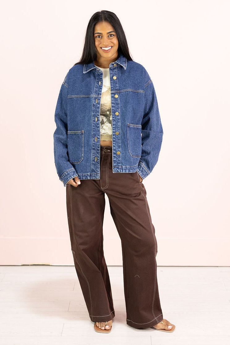 Wide Contrast Seam Pants