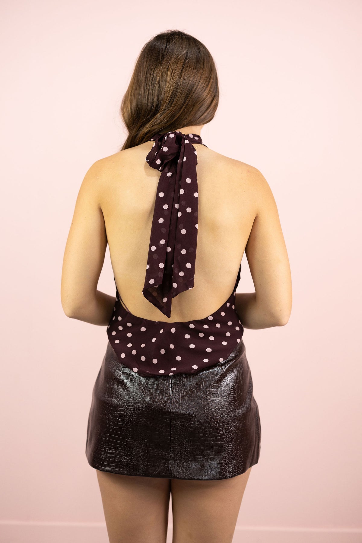Mulberry Polka Dot Halter Top