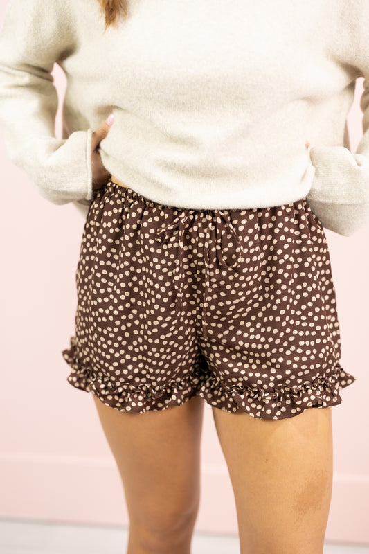 Brown Irregular Dot Shorts