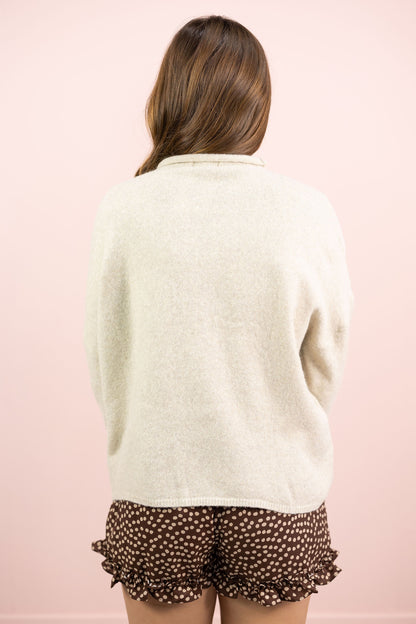 Mock Neck Sweater Beige