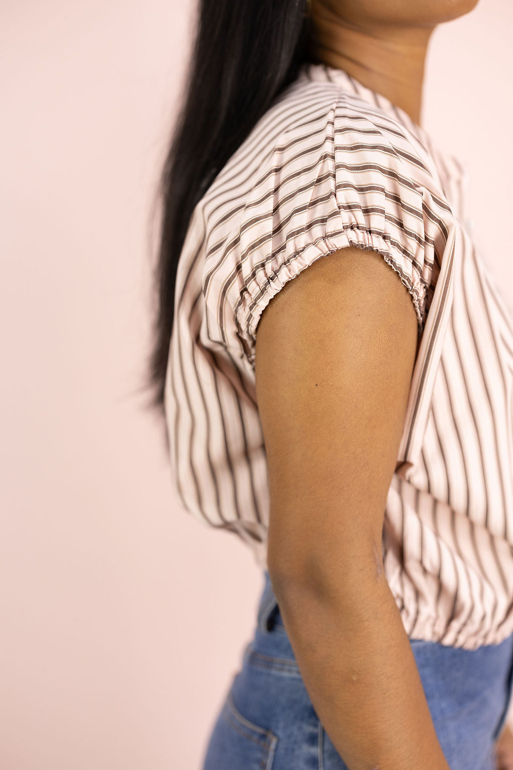 Pink/Brown Stripe Sinch Top